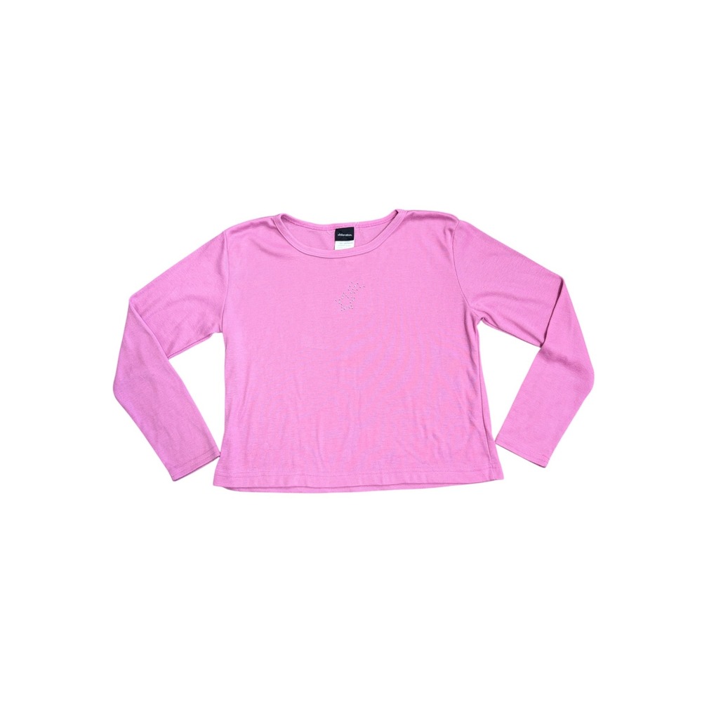 Vintage Xhilaration Girls Pink Long Sleeve Rhinestone Star Top XL 14-16 31041